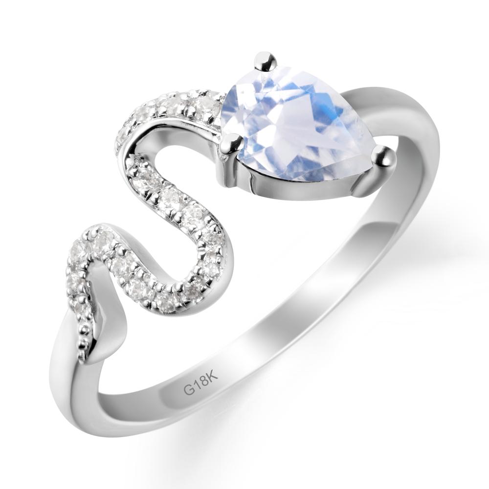 Pear Shaped Moonstone Snake Ring - LUO Jewelry #metal_18k white gold