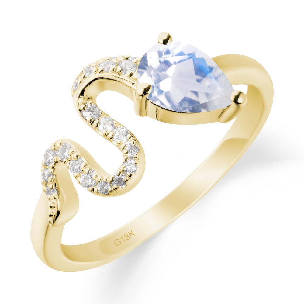 Pear Shaped Moonstone Snake Ring - LUO Jewelry #metal_18k yellow gold