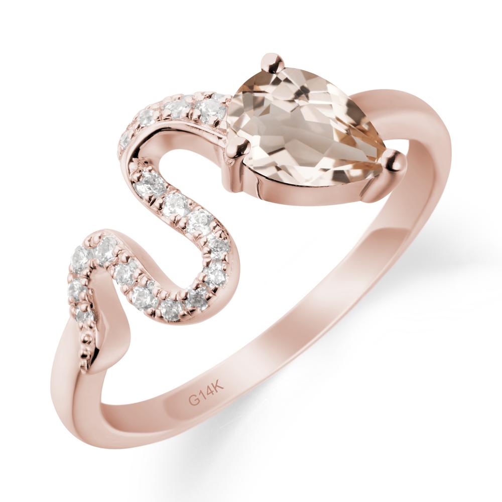 Elegant Wave Band Morganite Ring - LUO Jewelry #metal_14k rose gold