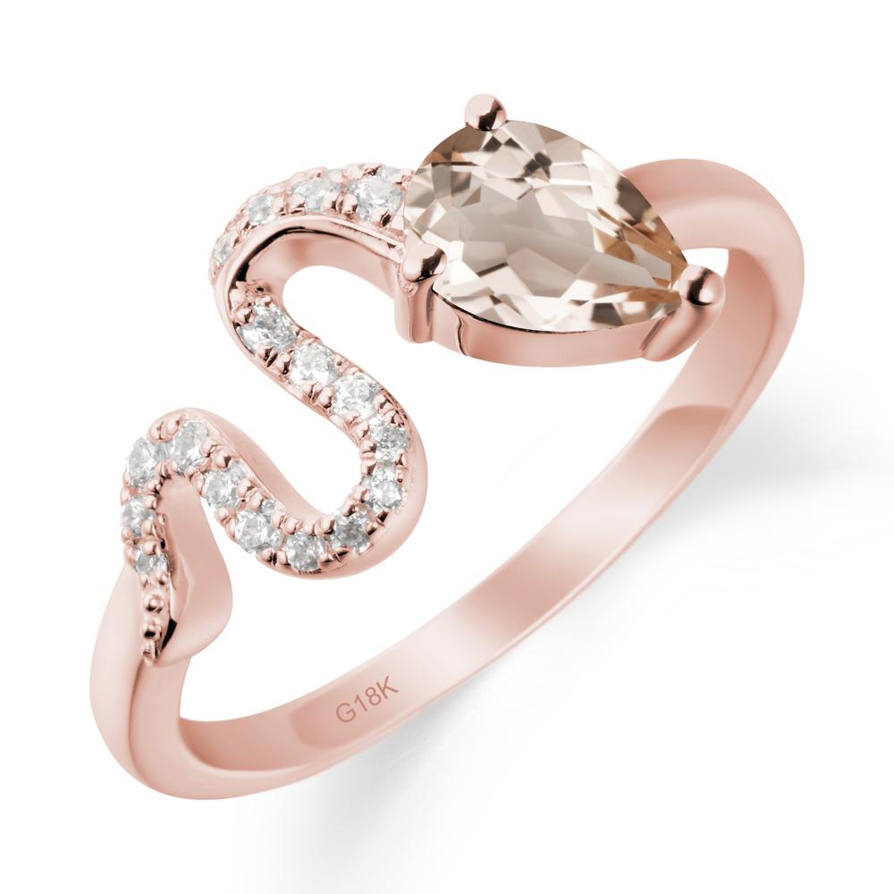 Elegant Wave Band Morganite Ring - LUO Jewelry #metal_18k rose gold