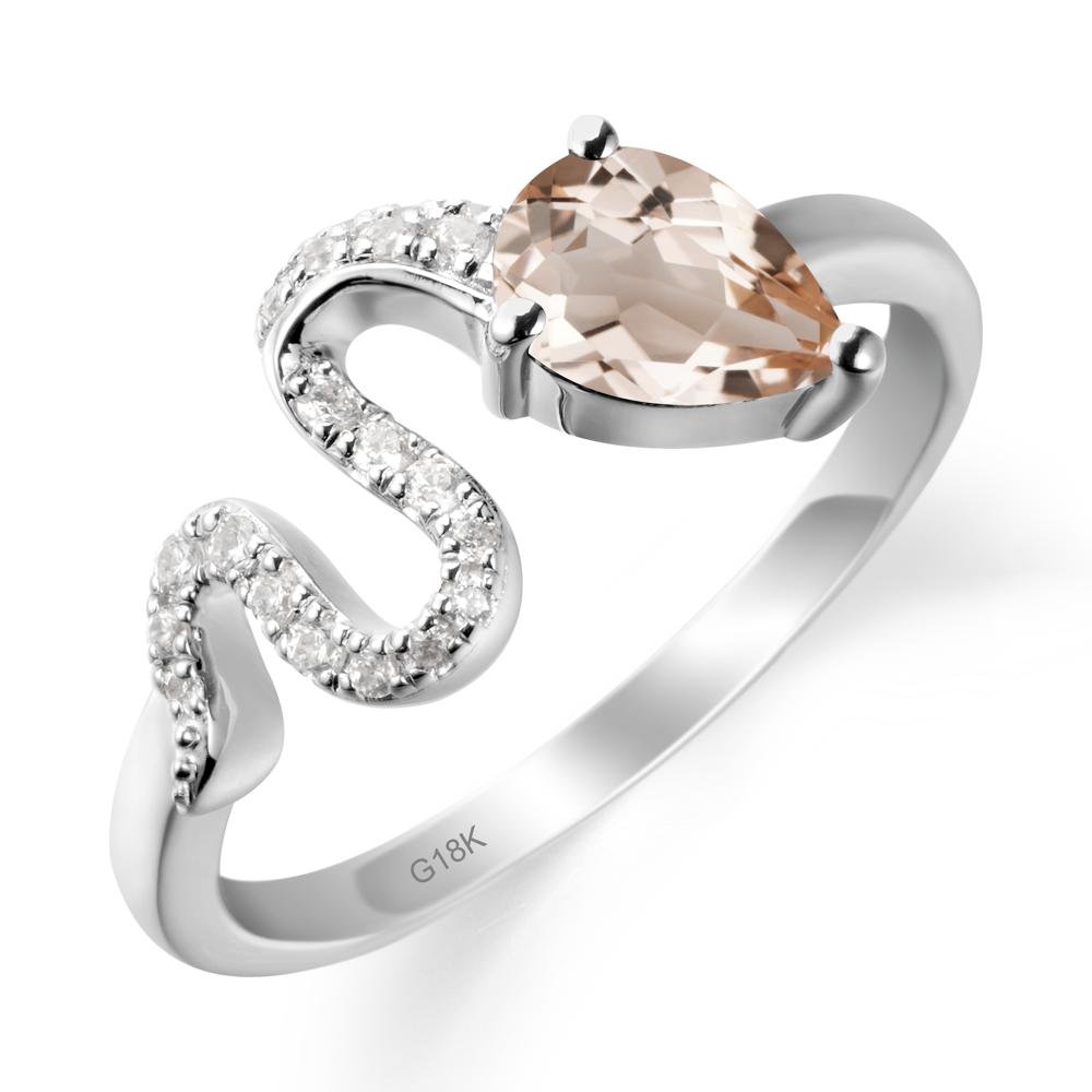 Elegant Wave Band Morganite Ring - LUO Jewelry #metal_18k white gold