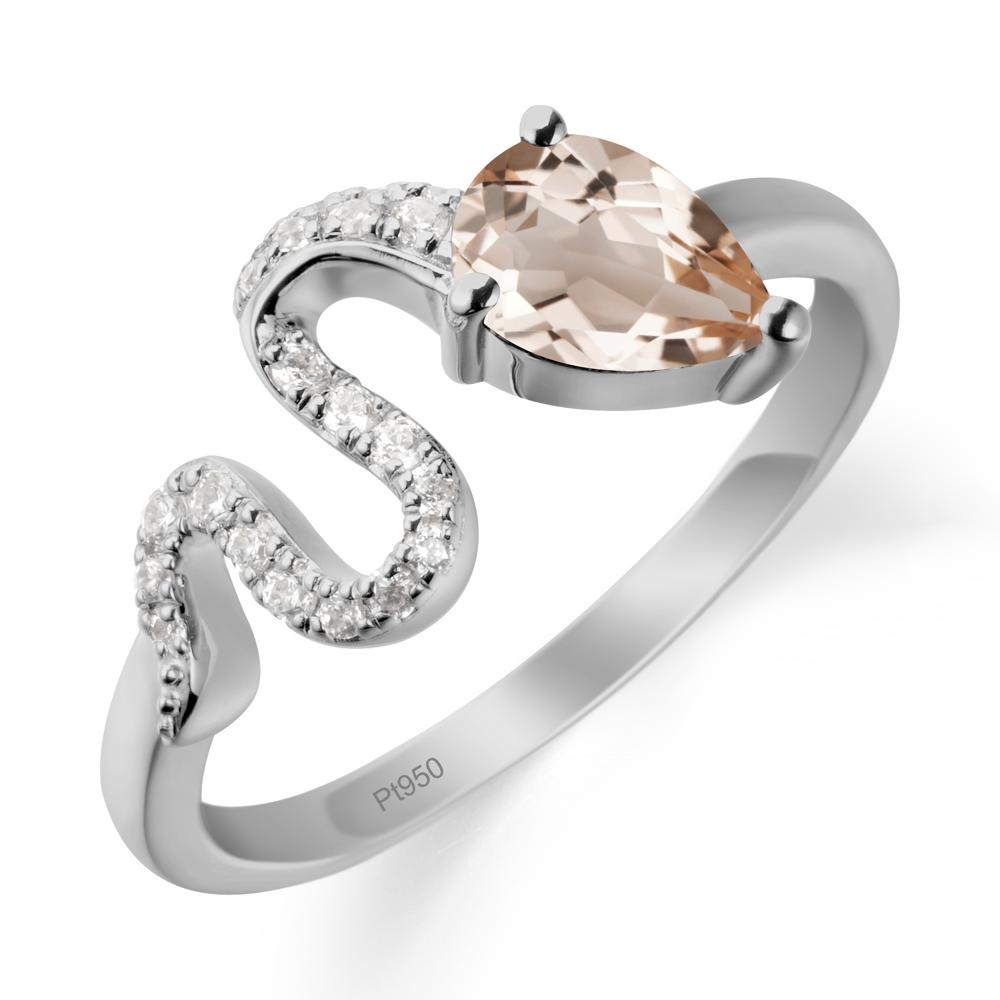 Elegant Wave Band Morganite Ring - LUO Jewelry #metal_platinum