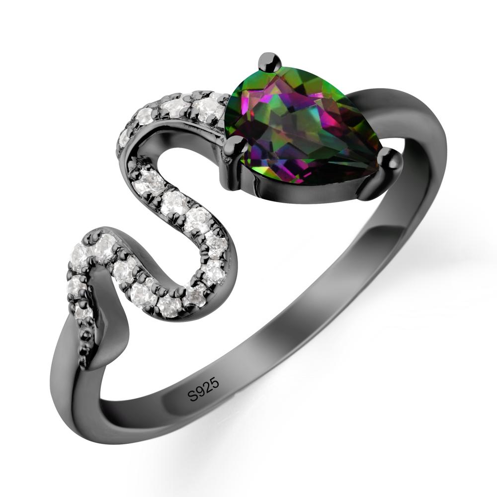 Pear Shaped Mystic Topaz Serpent Ring - LUO Jewelry #metal_black finish sterling silver