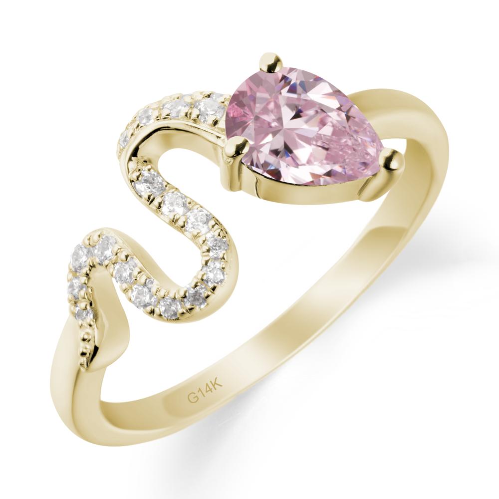 Pear Shaped Pink Cubic Zirconia Snake Ring - LUO Jewelry #metal_14k yellow gold