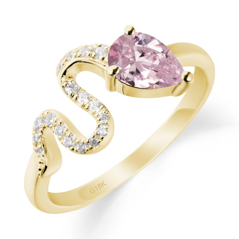Pear Shaped Pink Cubic Zirconia Snake Ring - LUO Jewelry #metal_18k yellow gold