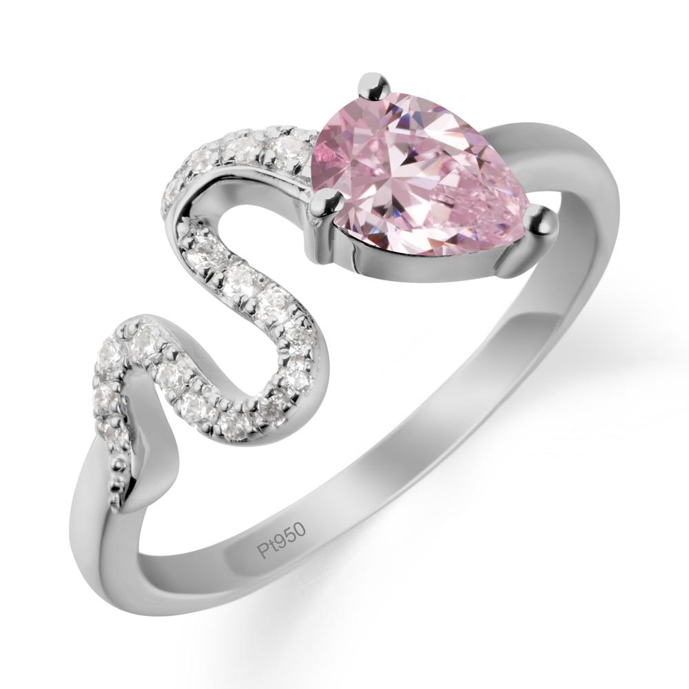 Pear Shaped Pink Cubic Zirconia Snake Ring - LUO Jewelry #metal_platinum