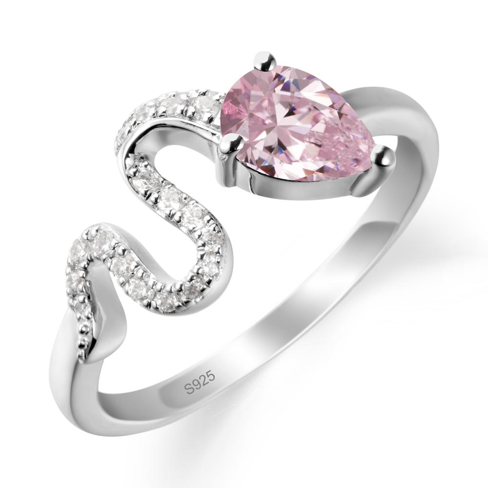 Pear Shaped Pink Cubic Zirconia Snake Ring - LUO Jewelry #metal_sterling silver