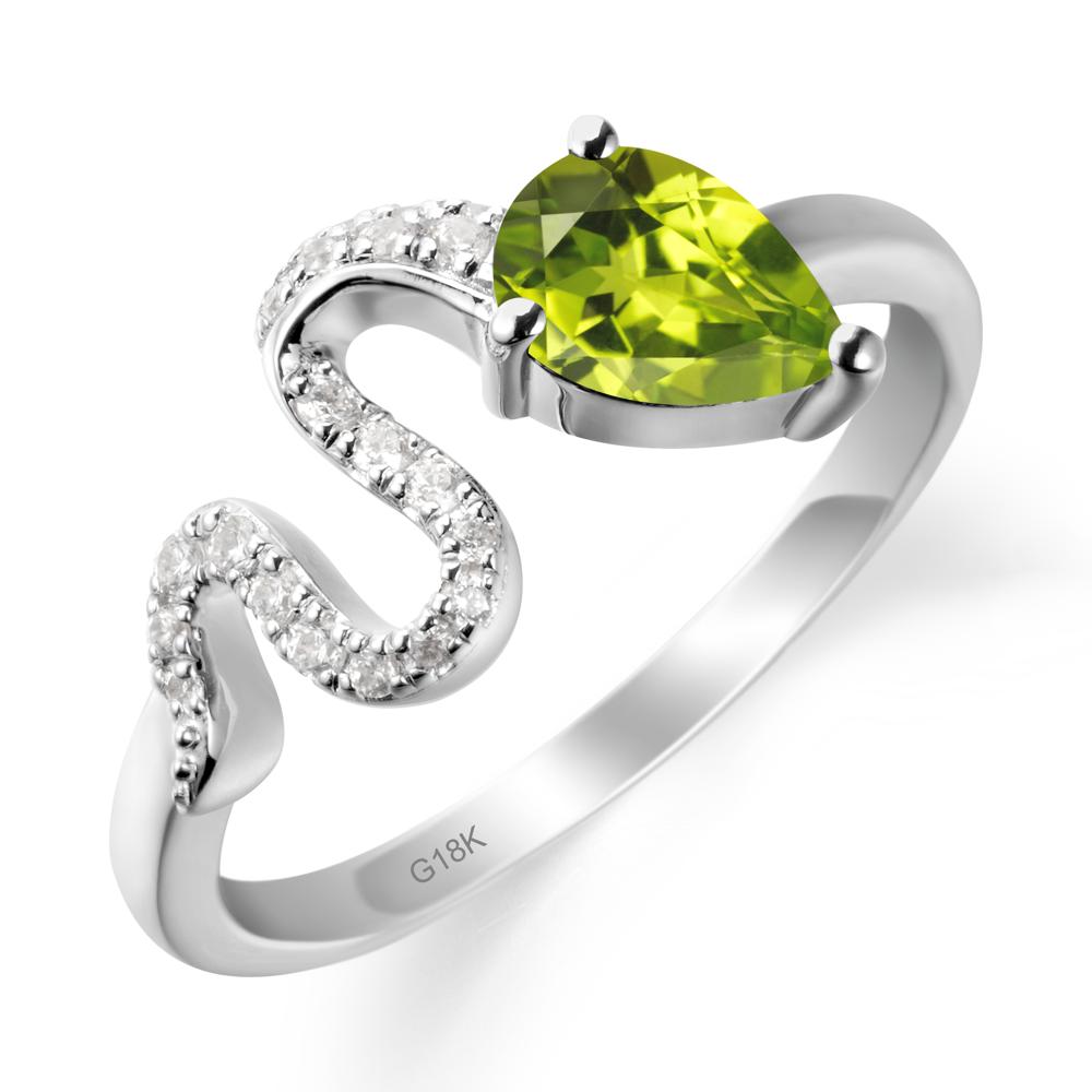 Elegant Wave Band Peridot Ring - LUO Jewelry #metal_18k white gold