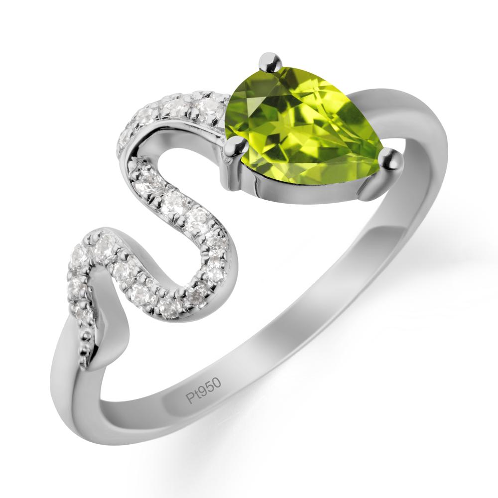 Elegant Wave Band Peridot Ring - LUO Jewelry #metal_platinum