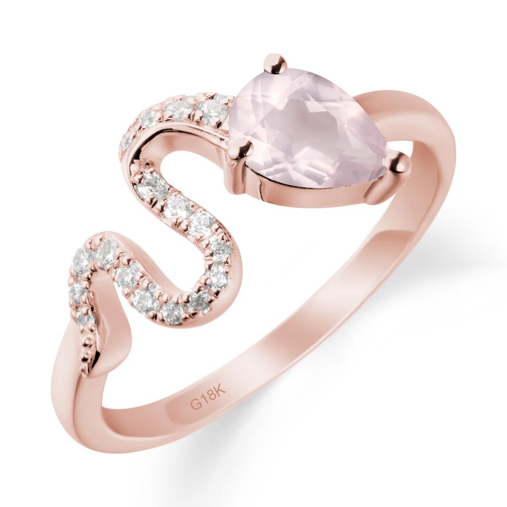 Pear Shaped Rose Quartz Serpent Ring - LUO Jewelry #metal_18k rose gold