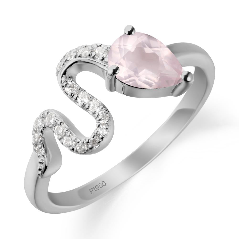 Pear Shaped Rose Quartz Serpent Ring - LUO Jewelry #metal_platinum