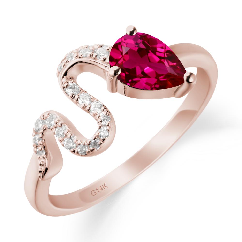 Pear Shaped Ruby Snake Ring - LUO Jewelry #metal_14k rose gold