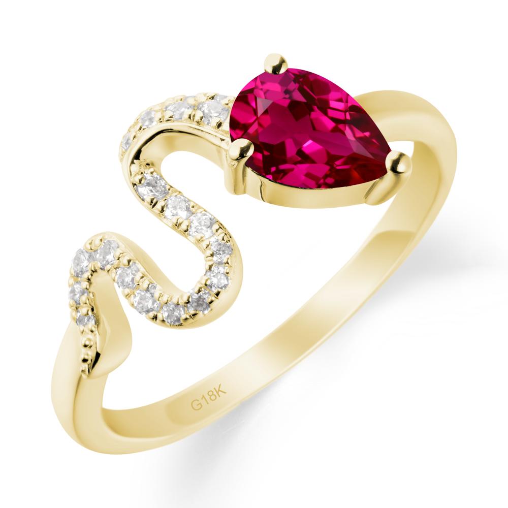 Pear Shaped Ruby Snake Ring - LUO Jewelry #metal_18k yellow gold