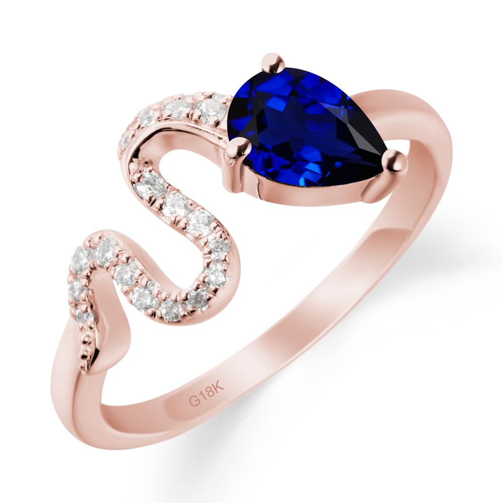 Elegant Wave Band Sapphire Ring - LUO Jewelry #metal_18k rose gold