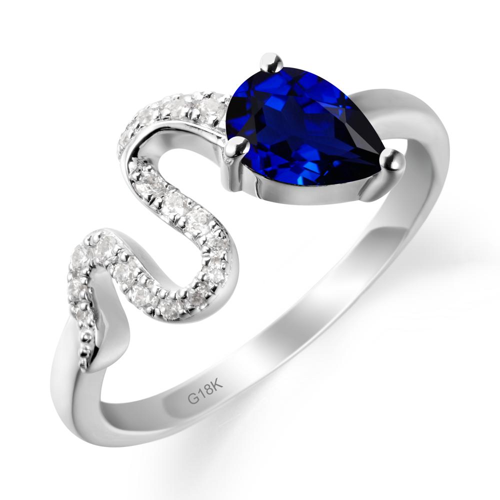 Elegant Wave Band Sapphire Ring - LUO Jewelry #metal_18k white gold