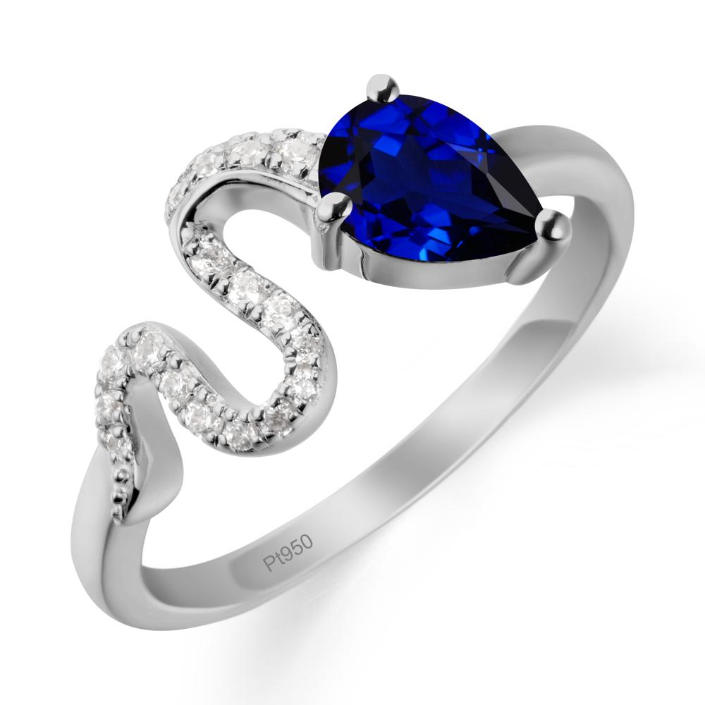 Elegant Wave Band Sapphire Ring - LUO Jewelry #metal_platinum