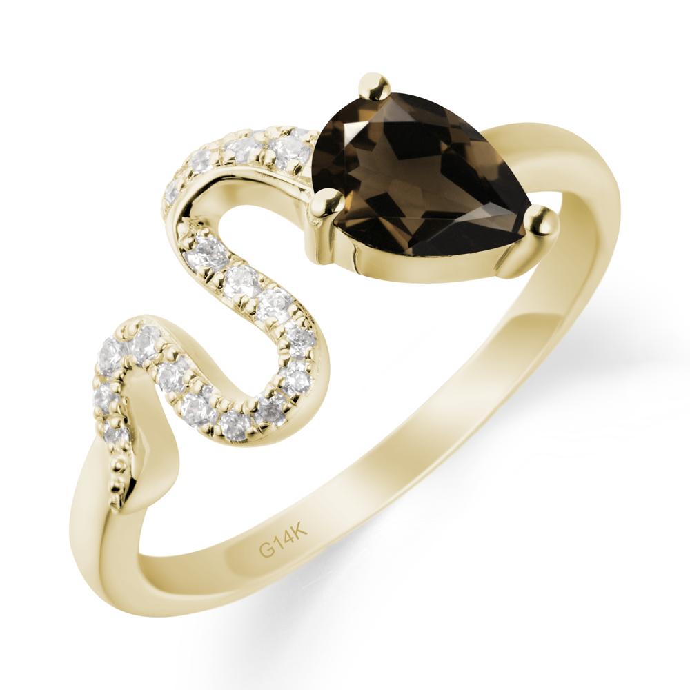 Pear Shaped Smoky Quartz Serpent Ring - LUO Jewelry #metal_14k yellow gold