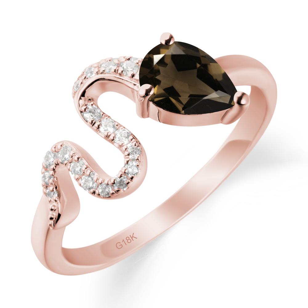 Pear Shaped Smoky Quartz Serpent Ring - LUO Jewelry #metal_18k rose gold