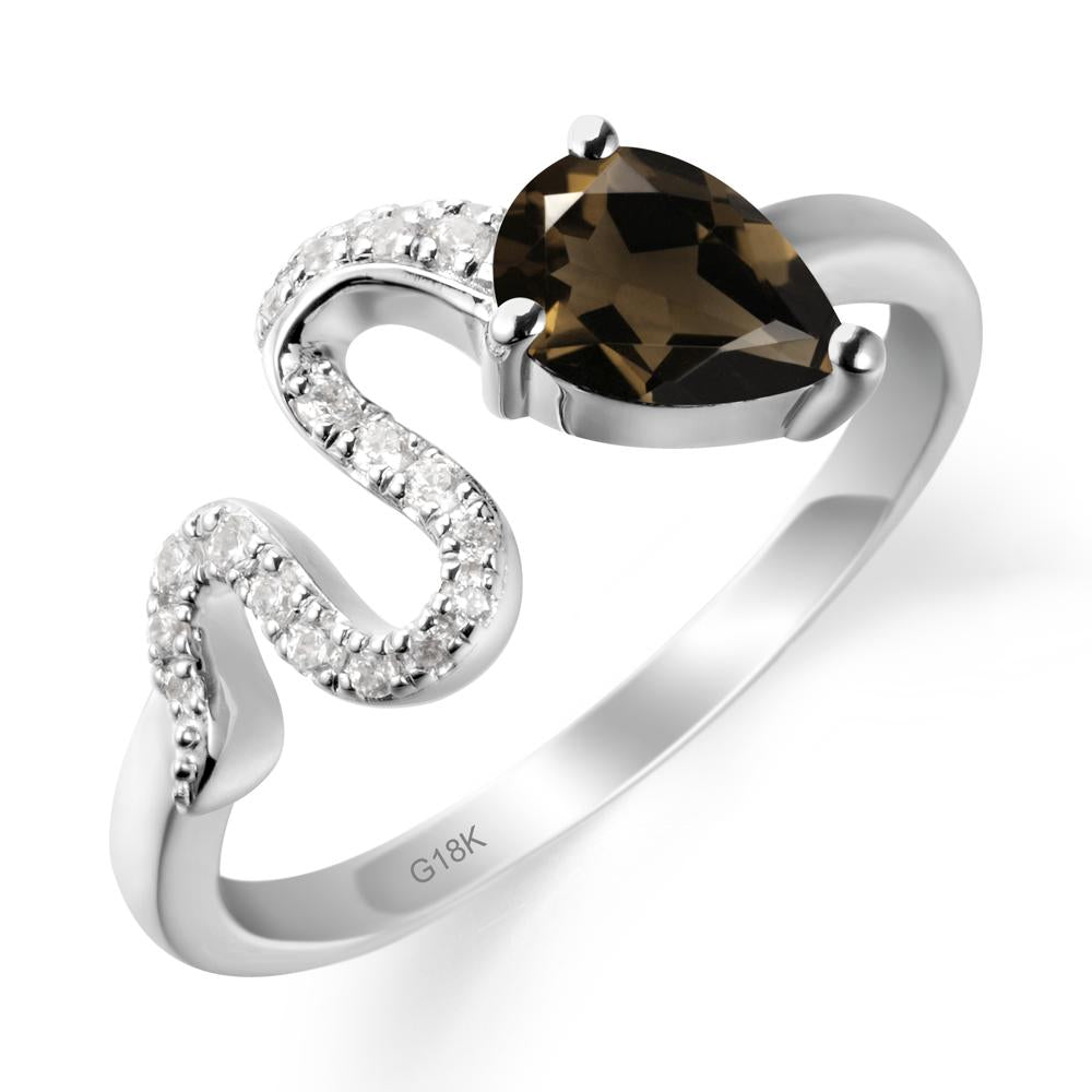 Pear Shaped Smoky Quartz Serpent Ring - LUO Jewelry #metal_18k white gold