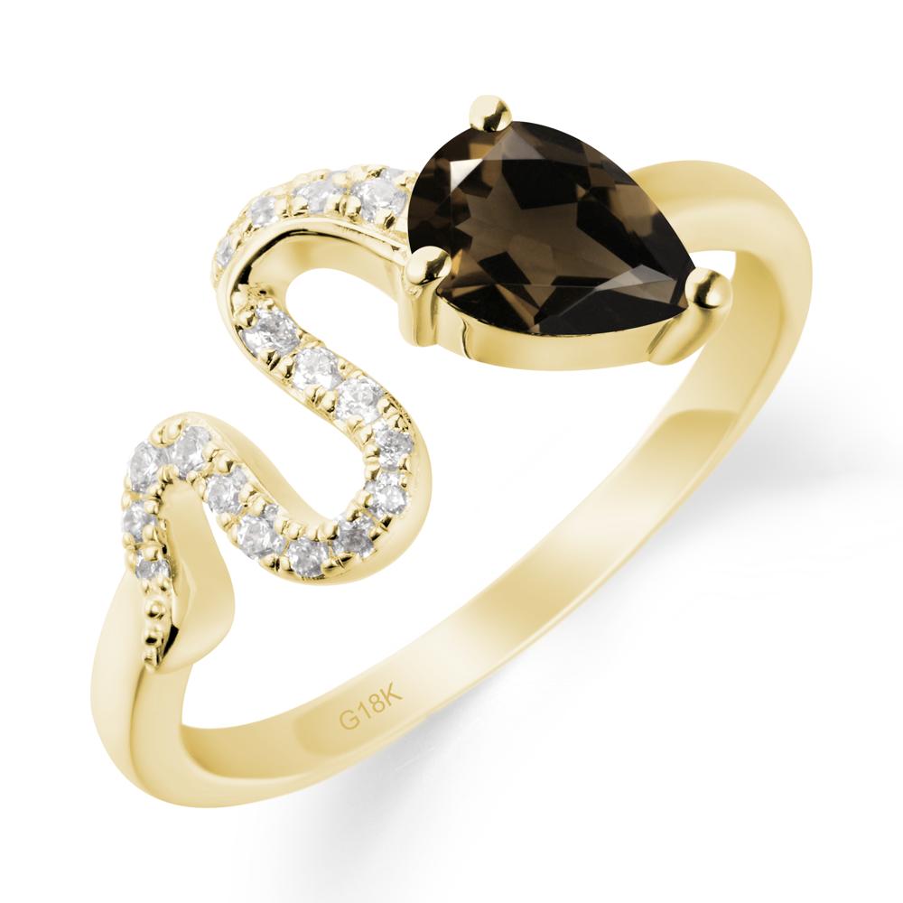 Pear Shaped Smoky Quartz Serpent Ring - LUO Jewelry #metal_18k yellow gold