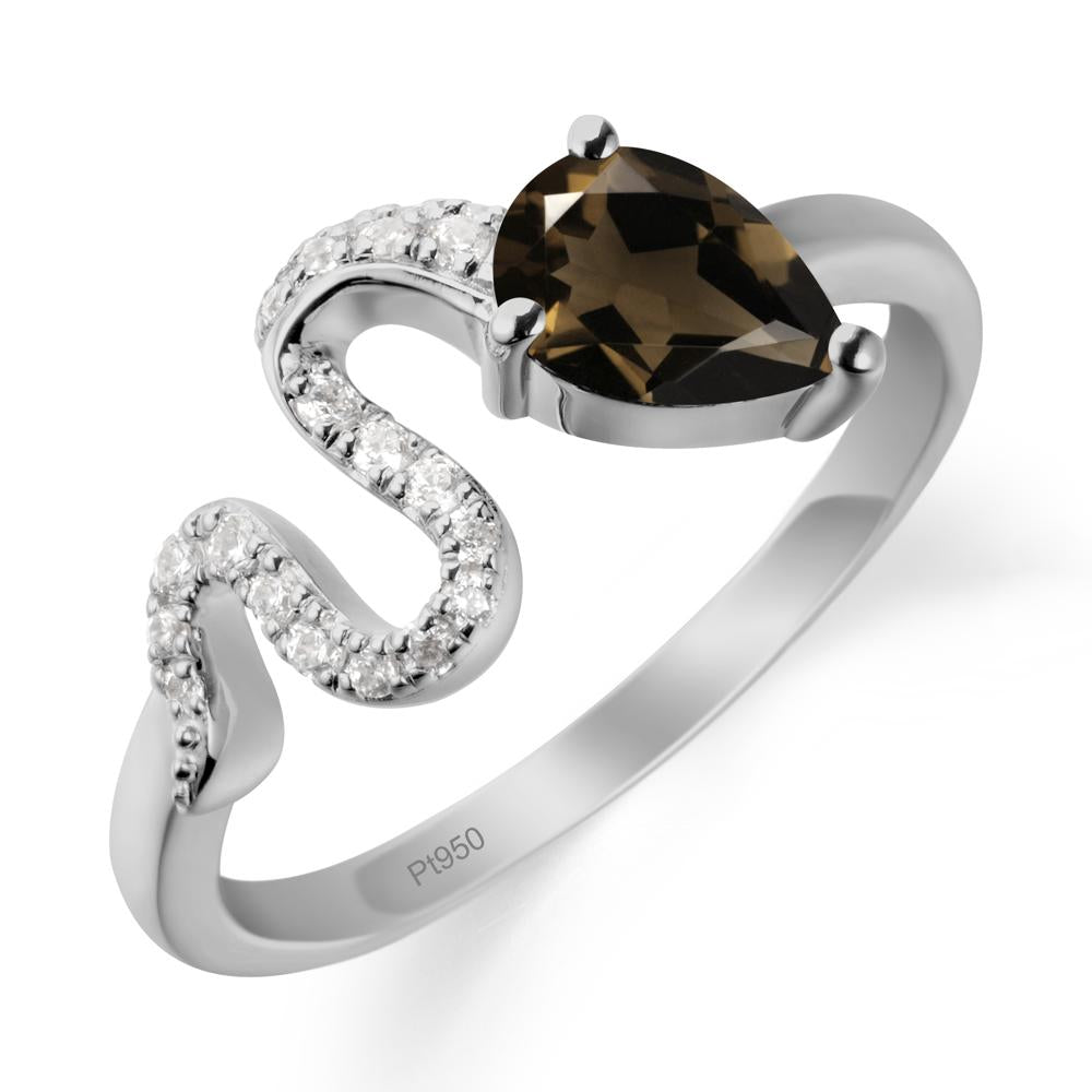 Pear Shaped Smoky Quartz Serpent Ring - LUO Jewelry #metal_platinum