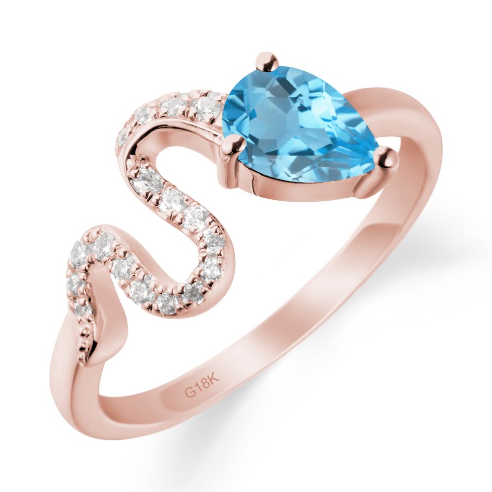 Pear Shaped Swiss Blue Topaz Snake Ring - LUO Jewelry #metal_18k rose gold