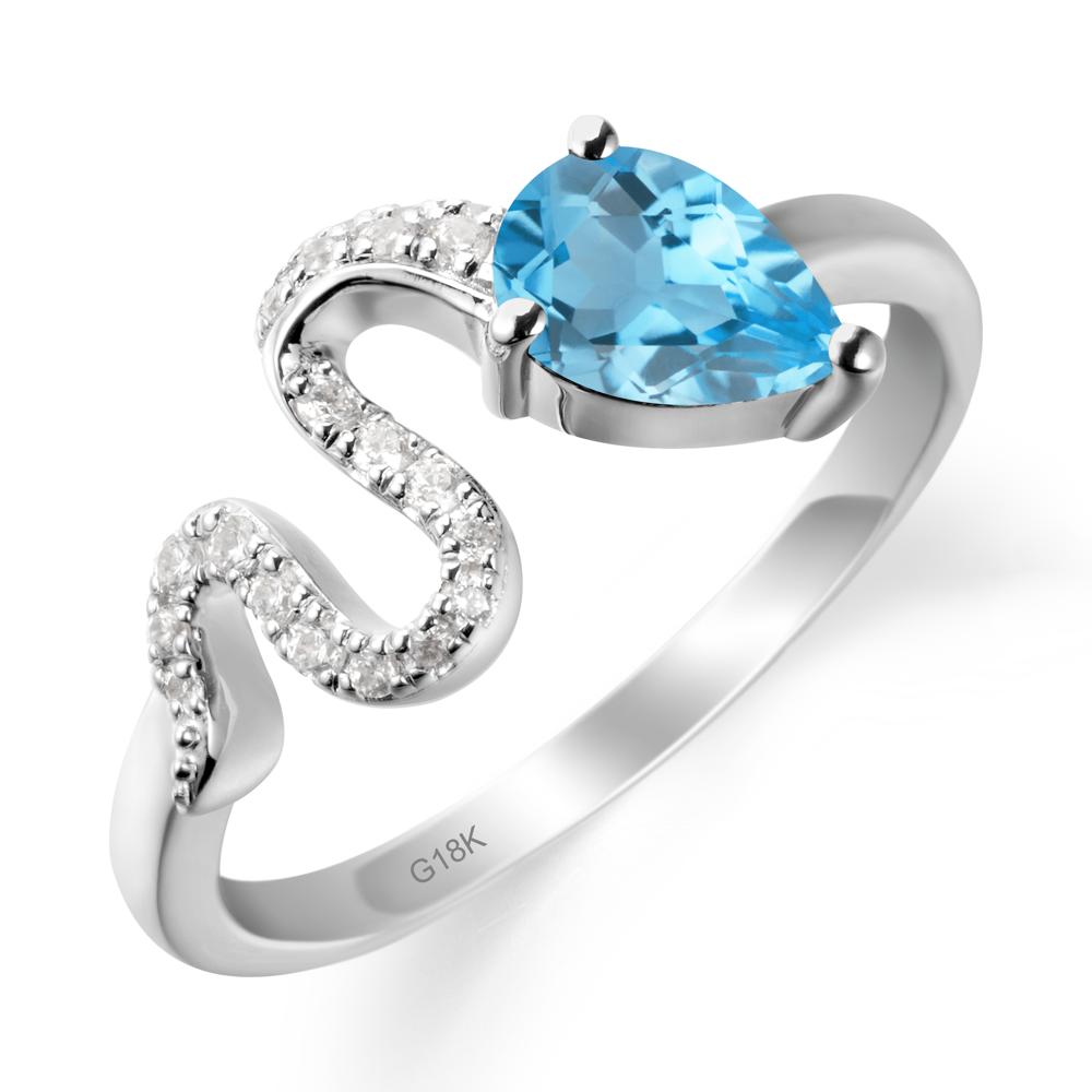 Pear Shaped Swiss Blue Topaz Snake Ring - LUO Jewelry #metal_18k white gold