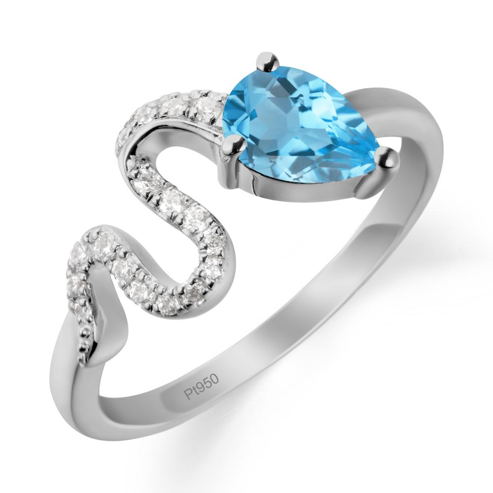 Pear Shaped Swiss Blue Topaz Snake Ring - LUO Jewelry #metal_platinum