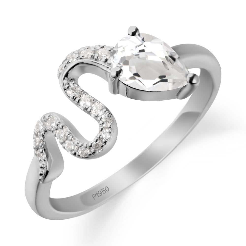 Elegant Wave Band White Topaz Ring - LUO Jewelry #metal_platinum