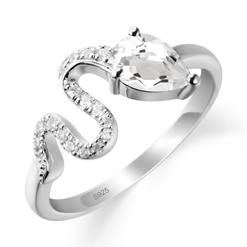Elegant Wave Band White Topaz Ring - LUO Jewelry #metal_sterling silver