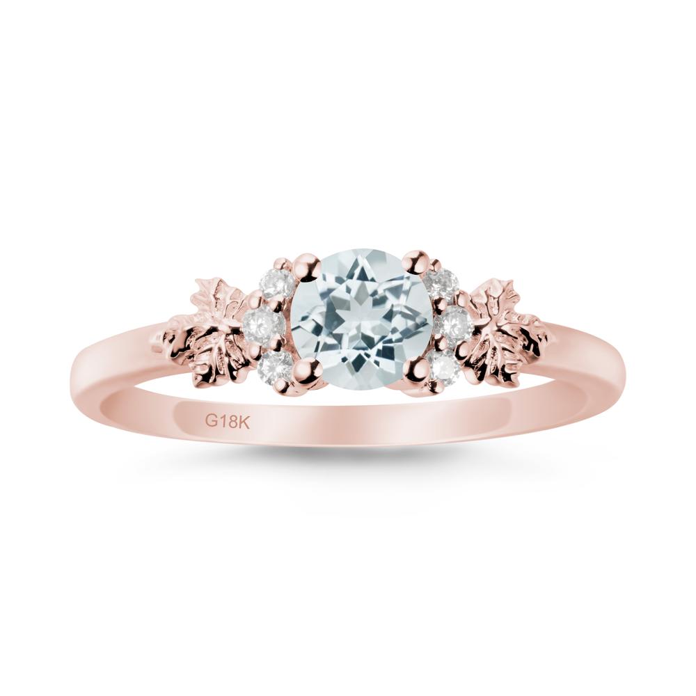 Maple Leaf Round Aquamarine Ring - LUO Jewelry #metal_18k rose gold