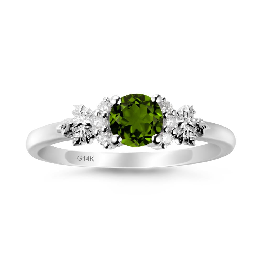 Maple Leaf Round Diopside Ring - LUO Jewelry #metal_14k white gold