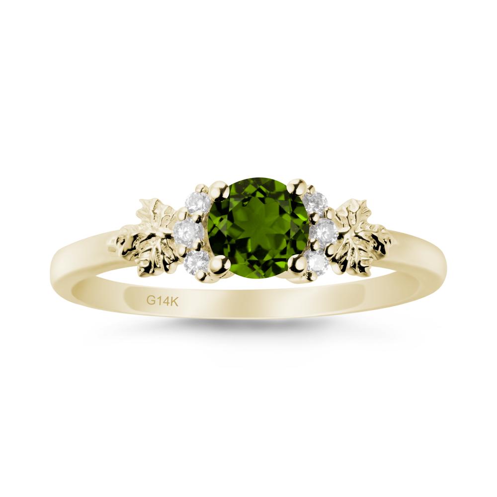 Maple Leaf Round Diopside Ring - LUO Jewelry #metal_14k yellow gold