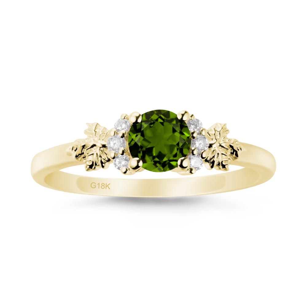 Maple Leaf Round Diopside Ring - LUO Jewelry #metal_18k yellow gold