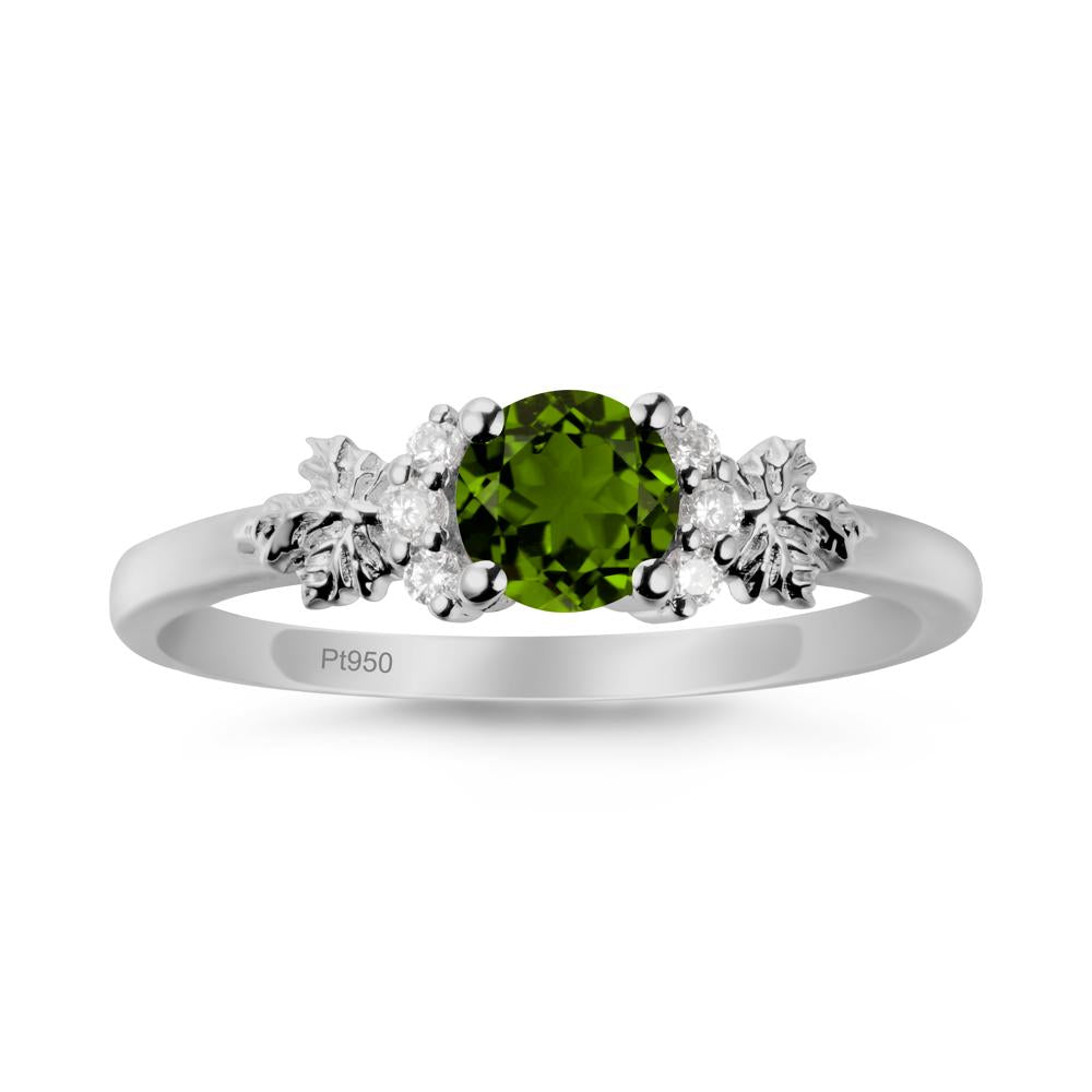 Maple Leaf Round Diopside Ring - LUO Jewelry #metal_platinum