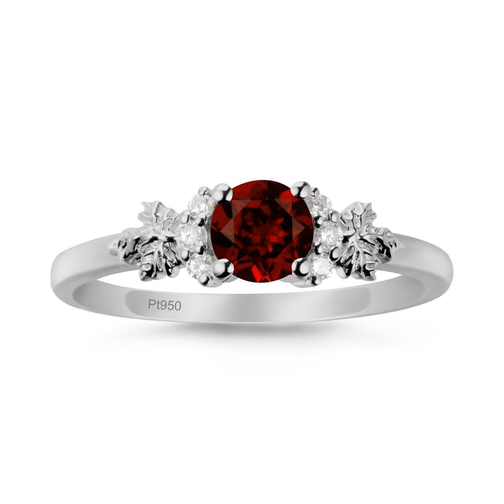 Maple Leaf Round Garnet Ring - LUO Jewelry #metal_platinum