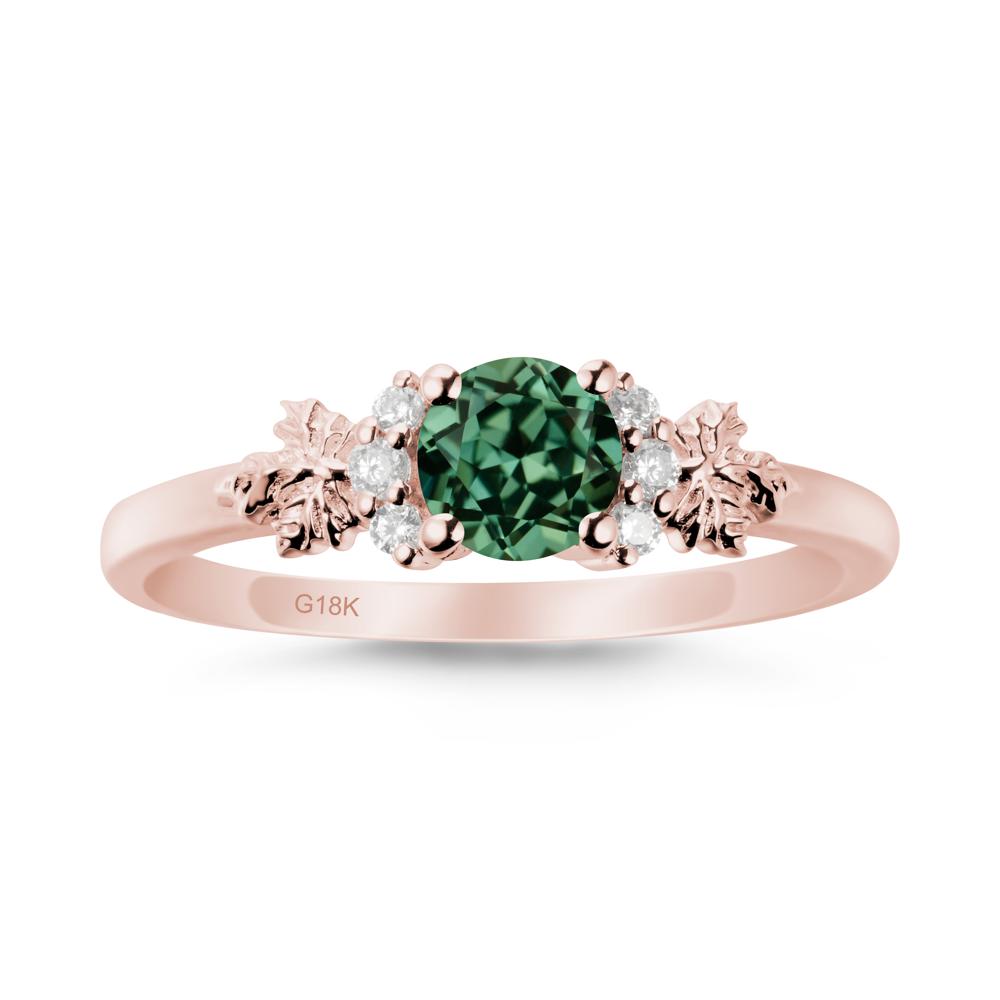 Maple Leaf Round Green Sapphire Ring - LUO Jewelry #metal_18k rose gold