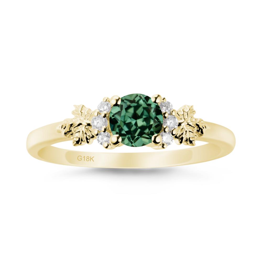 Maple Leaf Round Green Sapphire Ring - LUO Jewelry #metal_18k yellow gold