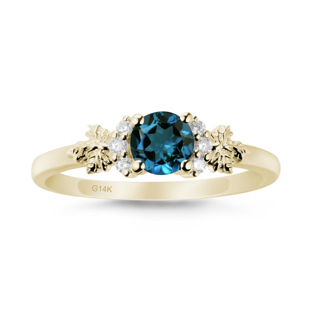 Maple Leaf Round London Blue Topaz Ring - LUO Jewelry #metal_14k yellow gold