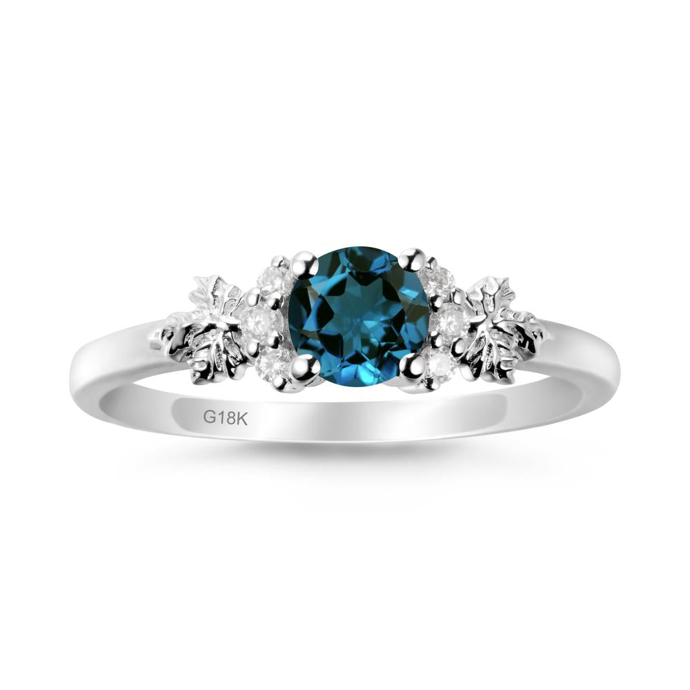 Maple Leaf Round London Blue Topaz Ring - LUO Jewelry #metal_18k white gold