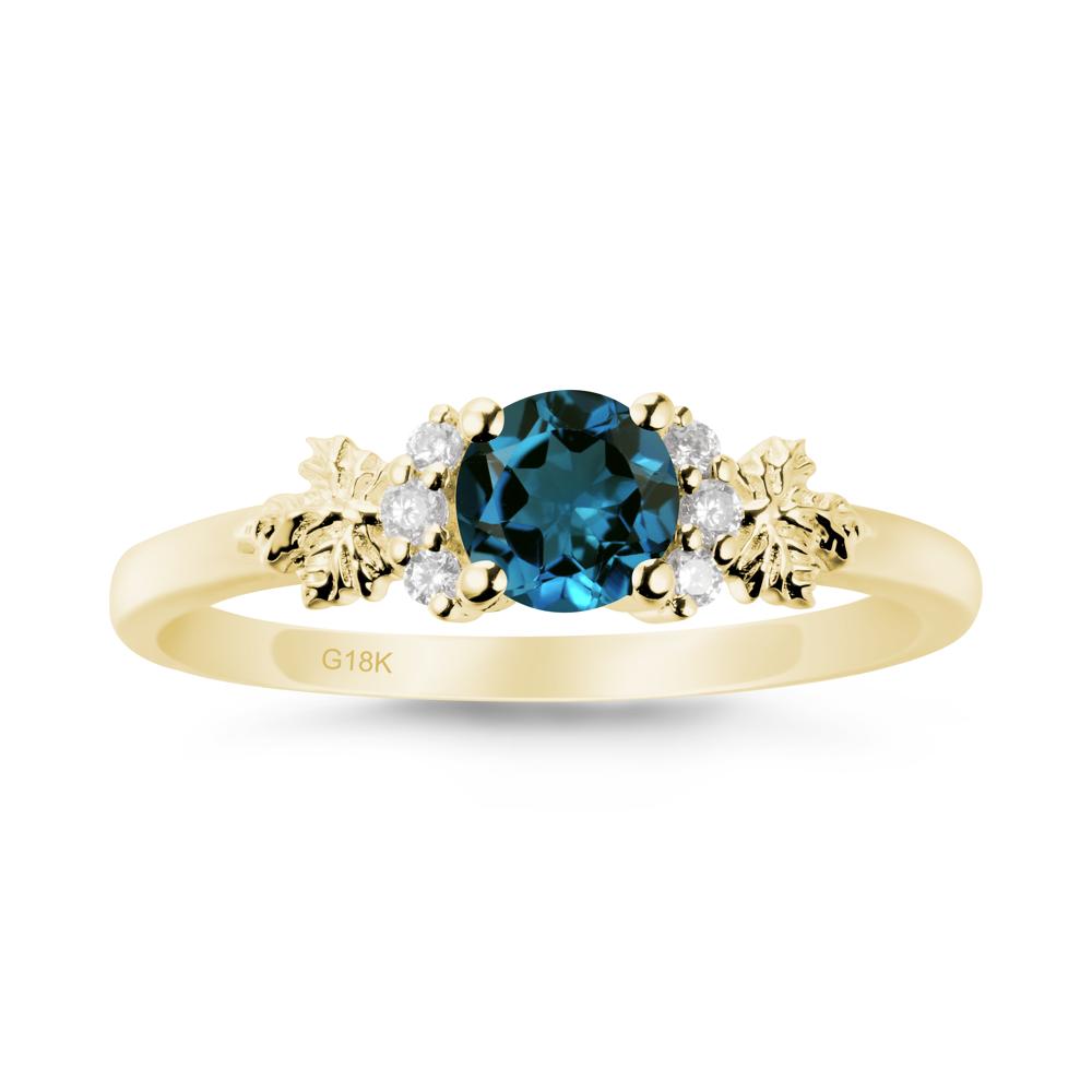 Maple Leaf Round London Blue Topaz Ring - LUO Jewelry #metal_18k yellow gold