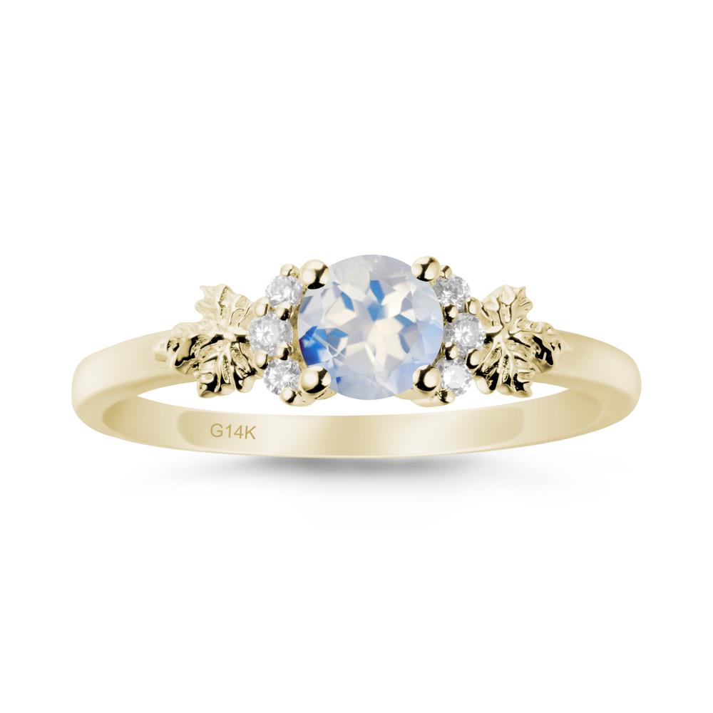 Maple Leaf Ring with Round Moonstone - LUO Jewelry #metal_14k yellow gold
