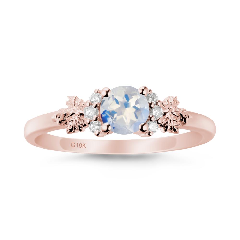 Maple Leaf Ring with Round Moonstone - LUO Jewelry #metal_18k rose gold