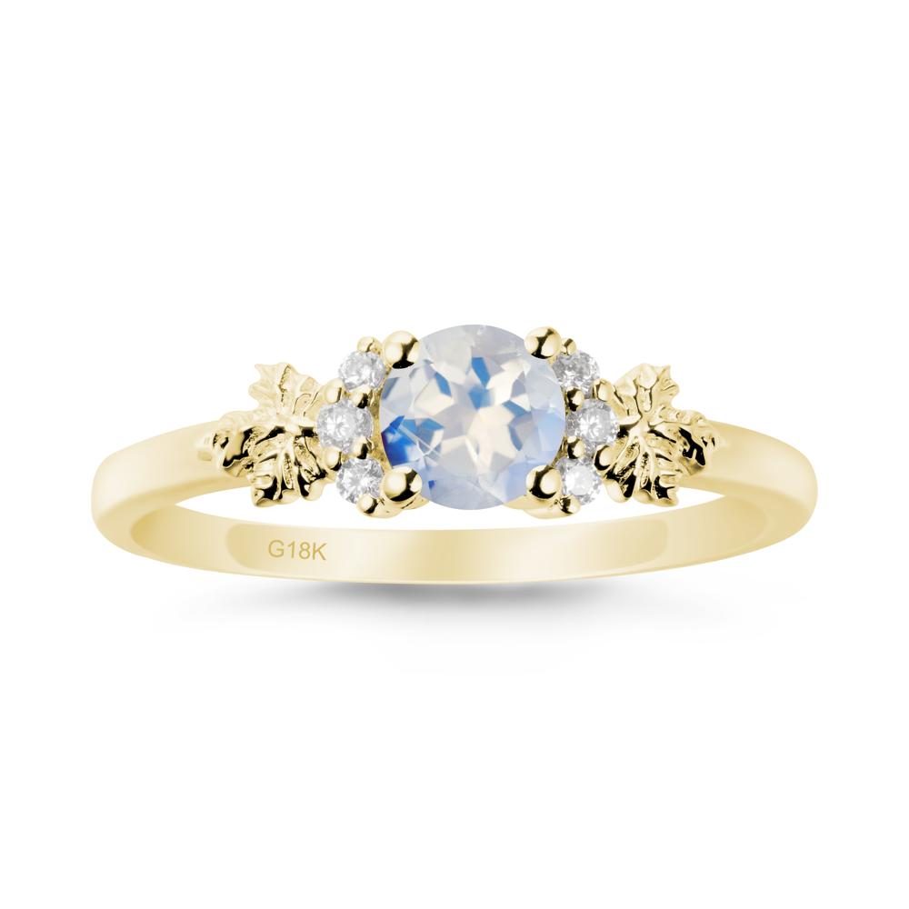 Maple Leaf Ring with Round Moonstone - LUO Jewelry #metal_18k yellow gold