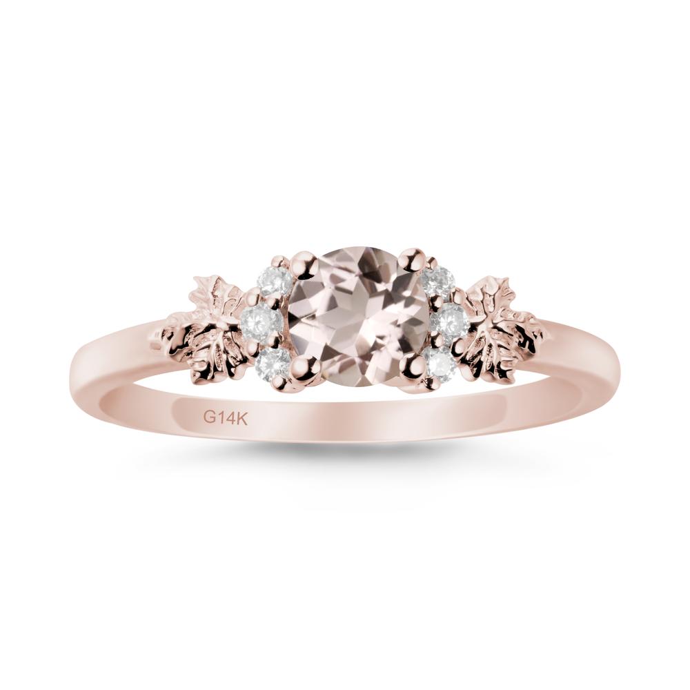 Maple Leaf Round Morganite Ring - LUO Jewelry #metal_14k rose gold