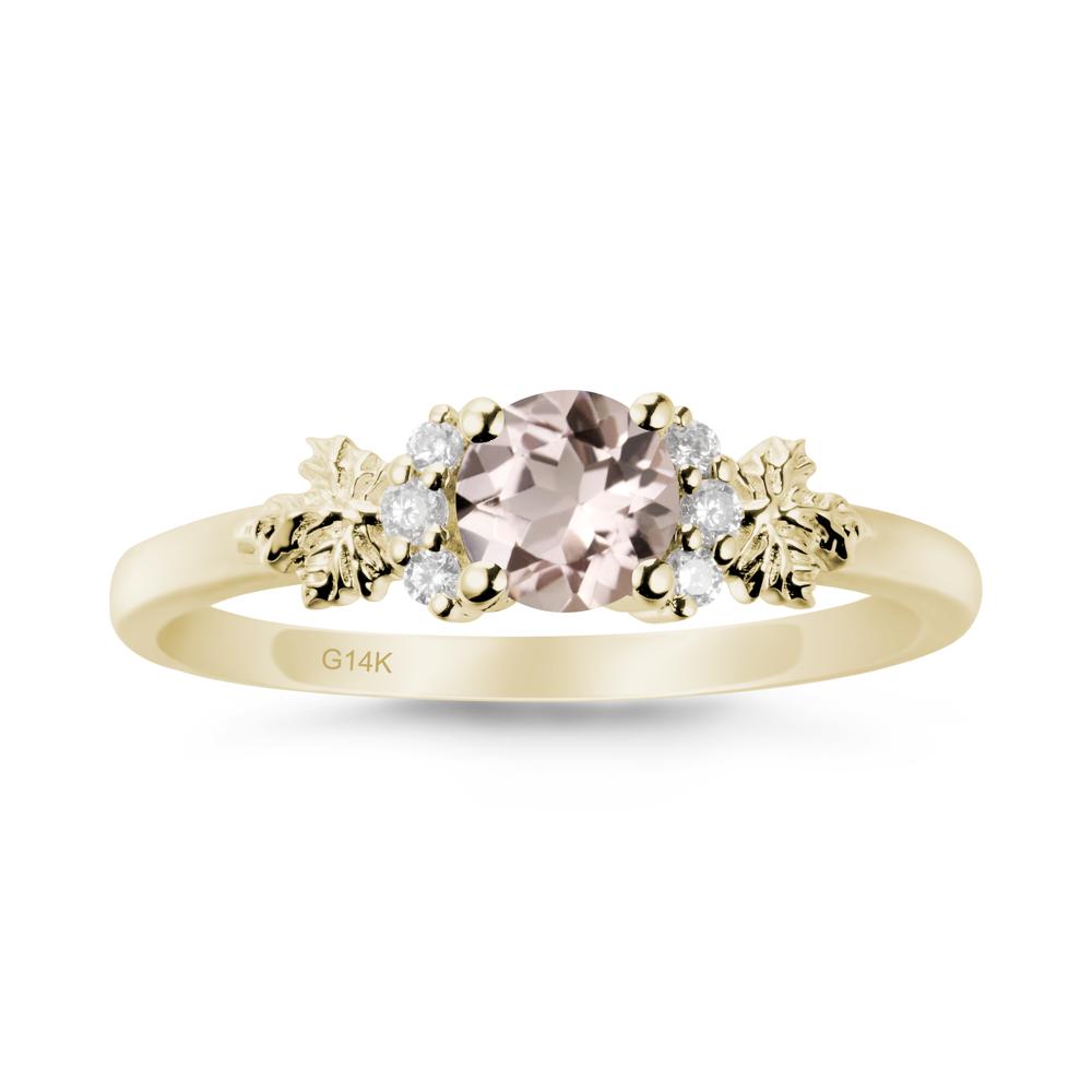 Maple Leaf Round Morganite Ring - LUO Jewelry #metal_14k yellow gold