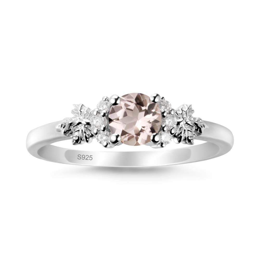 Maple Leaf Round Morganite Ring - LUO Jewelry #metal_sterling silver