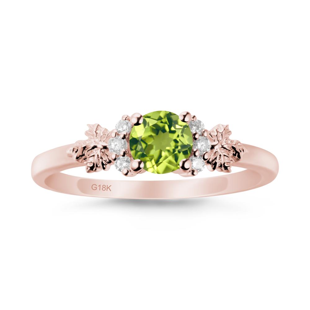 Maple Leaf Round Peridot Ring - LUO Jewelry #metal_18k rose gold