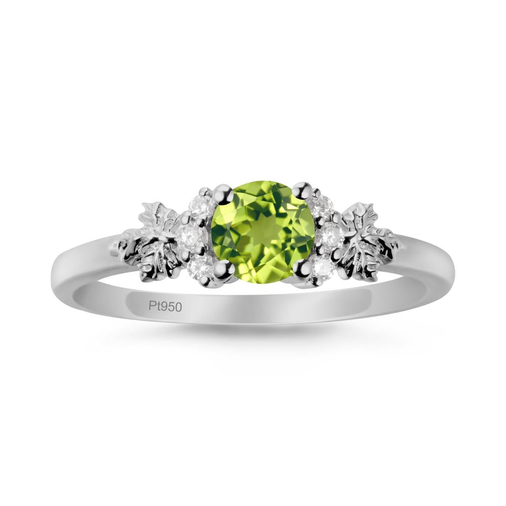 Maple Leaf Round Peridot Ring - LUO Jewelry #metal_platinum