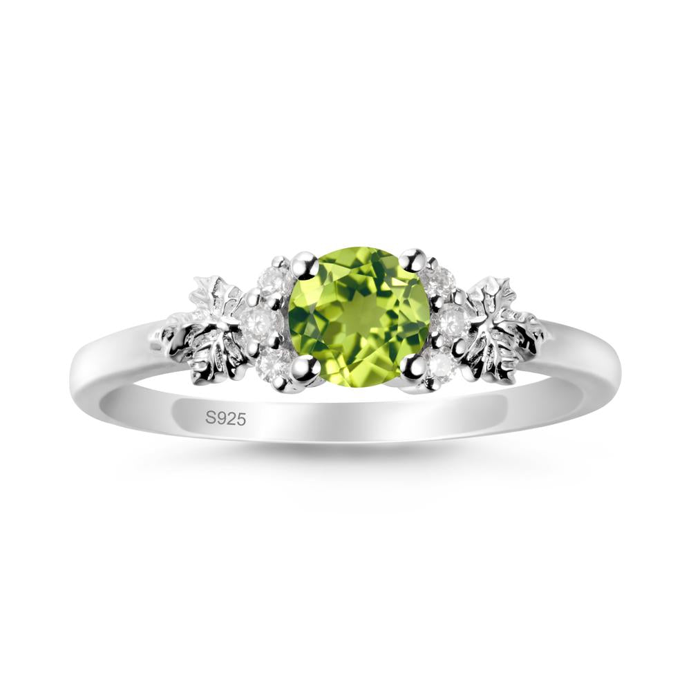 Maple Leaf Round Peridot Ring - LUO Jewelry #metal_sterling silver